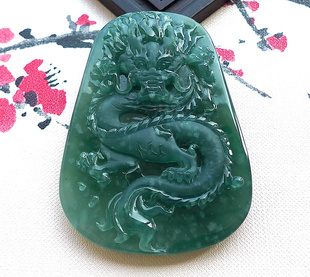 杜敏翡翠天然a货老坑冰糯种蓝水翡霸气生肖龙牌吊坠男女款玉器