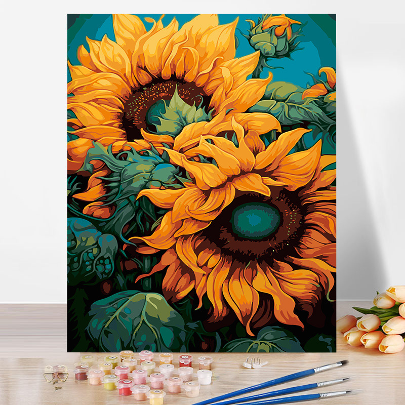 肉筆画　【静物】　山波朋子　油彩画 数字油画diy填色成人儿童绘画手工涂色礼物画画丙烯油彩画向日葵