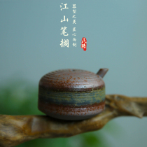 Exquisite hand drawing blank water droplets pure handmade inkstone drops back to the grain pottery stoneware high-grade study Four Treasures gift