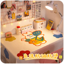 young girl's heart table cloth desk ins style student cute waterproof oilproof pvc free wash table mat Nordic style light luxury