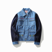 European and American West Coast Ethnic Style Embroidered Red Ear Denim Jacket MBBCAR Narrow Original Design Washed Jacket