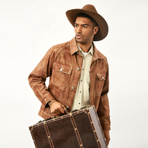 American vintage PU coated vintage jacket Mbbcar Aramicar craft dyed denim jacket