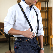 Ammerclick American Retro Elastic Detachable Braces Lacquered With Tannic Leather Head Layer Leather Y-Shaped Harnesses