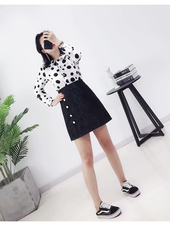 Mùa thu phong cách mới làn sóng Hàn Quốc dài tay cỡ lớn áo sơ mi voan mỏng mỏng manh tính cách hoang dã mập mạp áo sơ mi nữ - Áo sơ mi dài tay