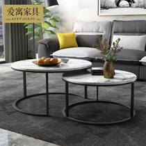Aiyu marble simple coffee table Small apartment tea table mini Nordic creative round living room Modern light luxury furniture