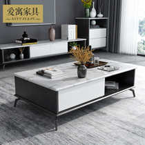 Aiyu marble coffee table TV cabinet combination set Modern simple style small apartment black and white coffee table living room
