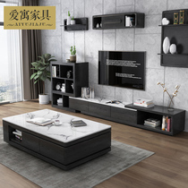 Aiyu marble coffee table TV cabinet combination set Modern Minimalist style small apartment black coffee table living room