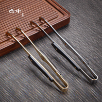 Thickened high-grade stainless steel tea clip anti-scalding tea clip washing Cup clip metal tweezers very thick tea set accessories