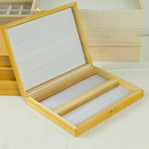 Solid wood 100 sheet carrying glass slide boxed case Slice case Long-dent unicorn Fairy Golden Tortoise large pocket Chia Specimen Box