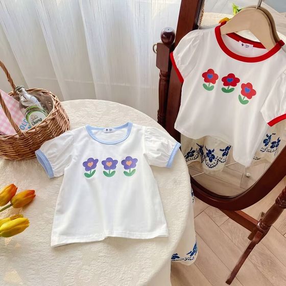 Children's clothing 2024 Summer new short -sleeved foreign qi T girl baby's contrasting flower top Korean bubble sleeve tide tide
Children's clothing 2024 Summer new short -sleeved foreign qi T girl baby's contrasting flower top Korean bubble sleeve tide tide