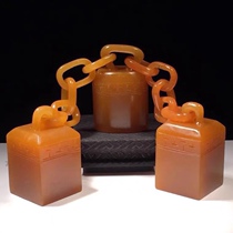 Shoushan Tianhuangshi Sanlian seal with seal original stone seal engraved stone material seal name idle chapter
