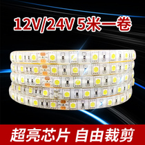 Outdoor 12V light strip waterproof super bright 5050 patch three color RGB display cabinet light box led decoration 24V soft strip 5630