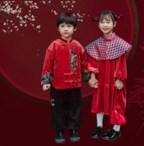 Flower Morning Moon Night HININI original 22 new Chinese New Years clothing boys and girls thick coat skirt parent-child