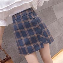 Plaid 2022 summer skirt women autumn new irregular A- shaped hip skirt suitable for calf thick skirt