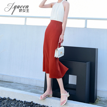 Half-body dress Women in the middle of summer Korean version 100 hitch back open fork-wrapped hip skirt OL temperament slim and high waist dresses