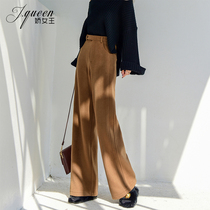 Hairs wide leg pants Womens autumn winter new conspicuously slim loose straight barrel drag underpants thickened with high waist casual pants