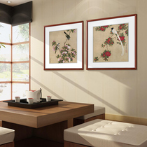 New Chinese restaurant decoration painting square plum orchid bamboo chrysanthemum hanging painting porch flower and bird living room sofa background wall mural