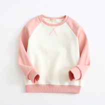 Japanese childrens clothing Korean version of 2021 spring and autumn childrens girls basic round neck sweater cotton elastic bottoming coat