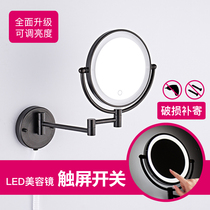 Smart touch screen sensor LED with light vanity mirror bathroom wall mounted mirror folding telescopic dressing double-sided Beauty Mirror