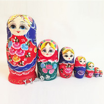 () Seven layers of Orange Yellow Russia Doll Wooden Toy Gift Wish Doll Couple Birthday Present