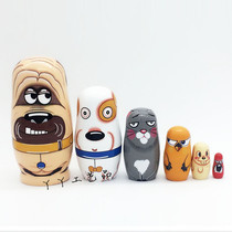 () Six-story Puppy Animal Russian Doll Wooden Toy Craft Gift Valentines Day