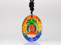 Tie-edge glazed Sakyamuni Buddha statue pendant necklace pendant height 4 1 cm brown rope