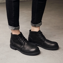 European and American retro leather Martin boots autumn and winter Big Head High mens shoes British old thick bottom boots mens desert boots