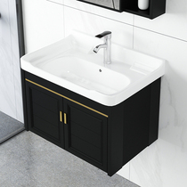 Bathroom washbasin Small apartment balcony simple toilet Ceramic integrated wall-mounted washbasin cabinet combination household
