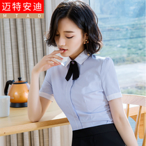 Doll Collar Business Shirt Women's Summer Short Sleeve 2022 New Korean Style Fashion Striped All-match Workwear