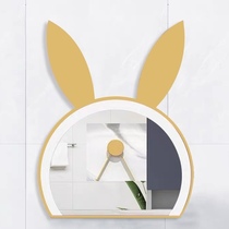 Nordic ins Rabbit wall-mounted makeup mirror Childrens smart bathroom with light Bathroom Light luxury touch girl princess