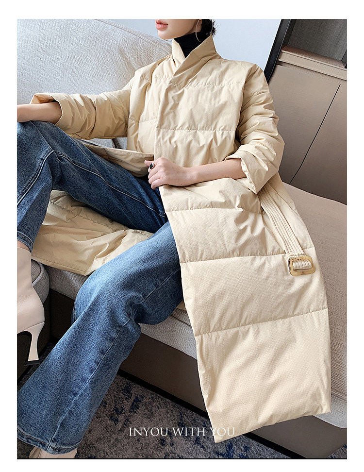 感入中长款冬白羽绒服式保暖包裹外套鸭绒气质女简约加厚肌理bibv