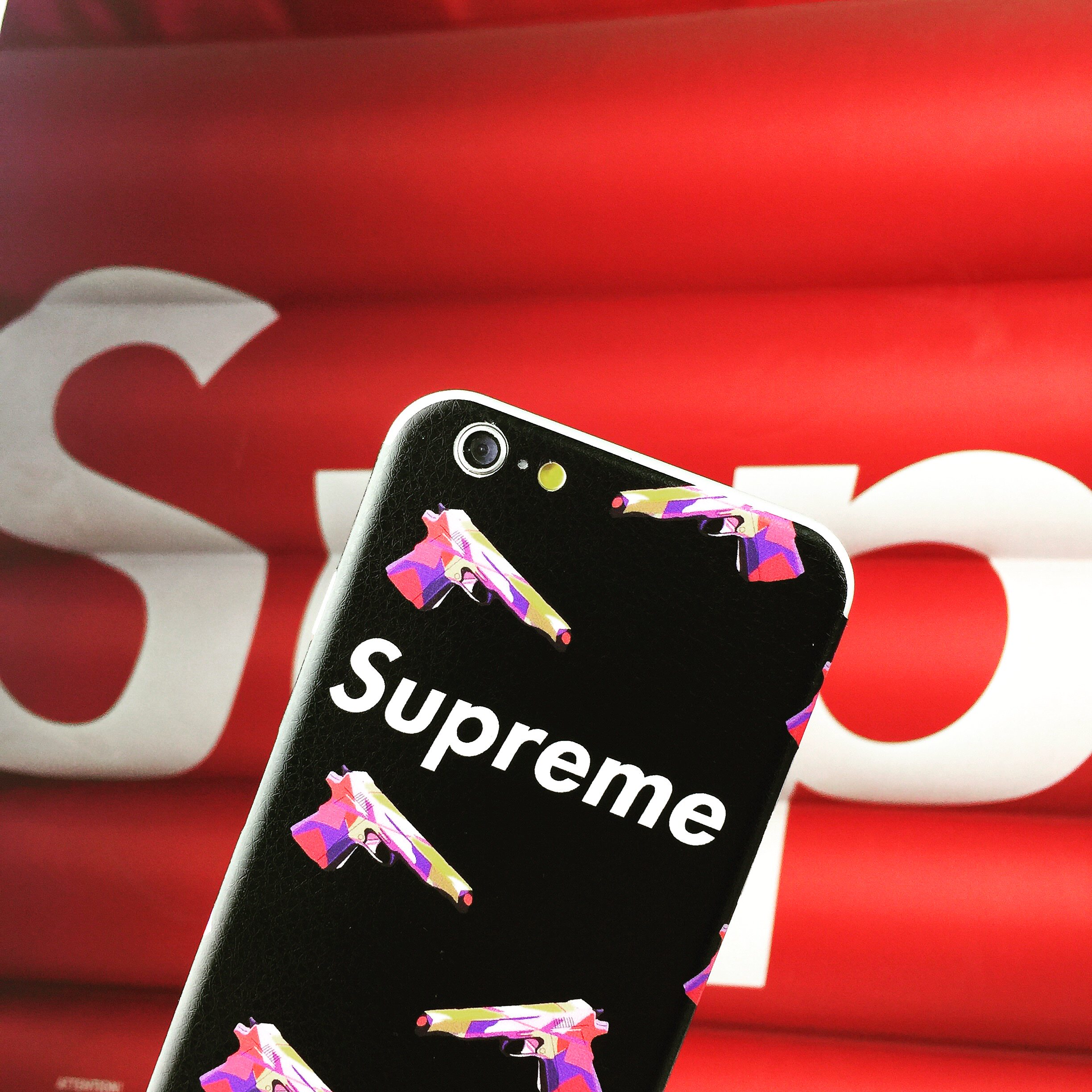 iphone6s手机贴纸7plus潮牌皮纹卡通手机背膜苹果6plus彩膜