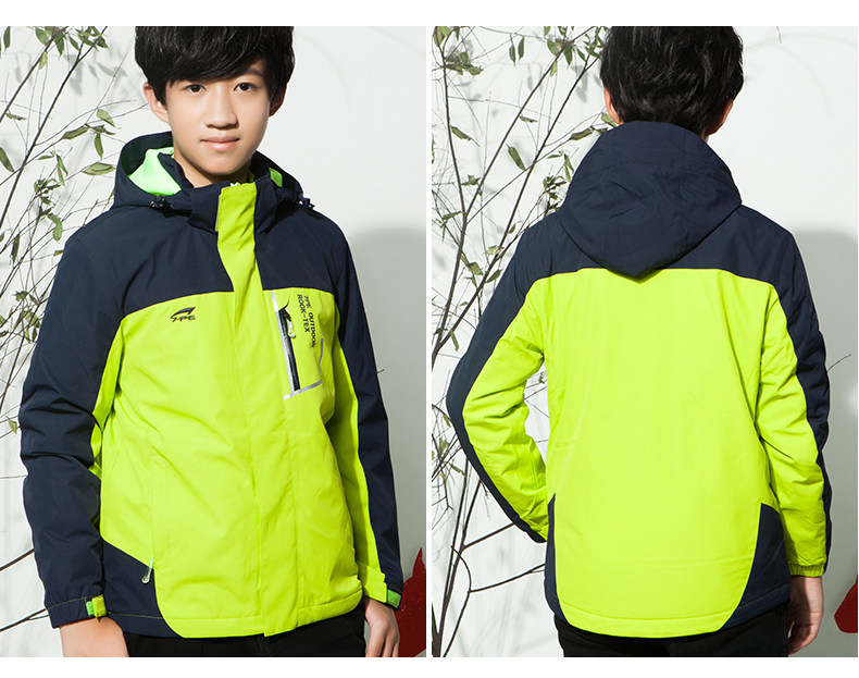 七波辉男童装秋冬季新款加绒保暖外套防风衣大童冲锋衣男12-15岁