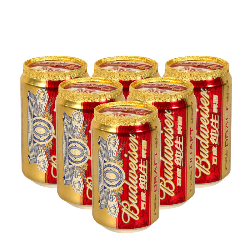 【天猫超市】budweiser/百威啤酒 8度小麦纯生330ml*6听/组 拉罐
