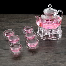 Complete set of heat-resistant glass teapot thickened tea set flower teapot can be heated and high temperature resistant filter transparent bubble teapot