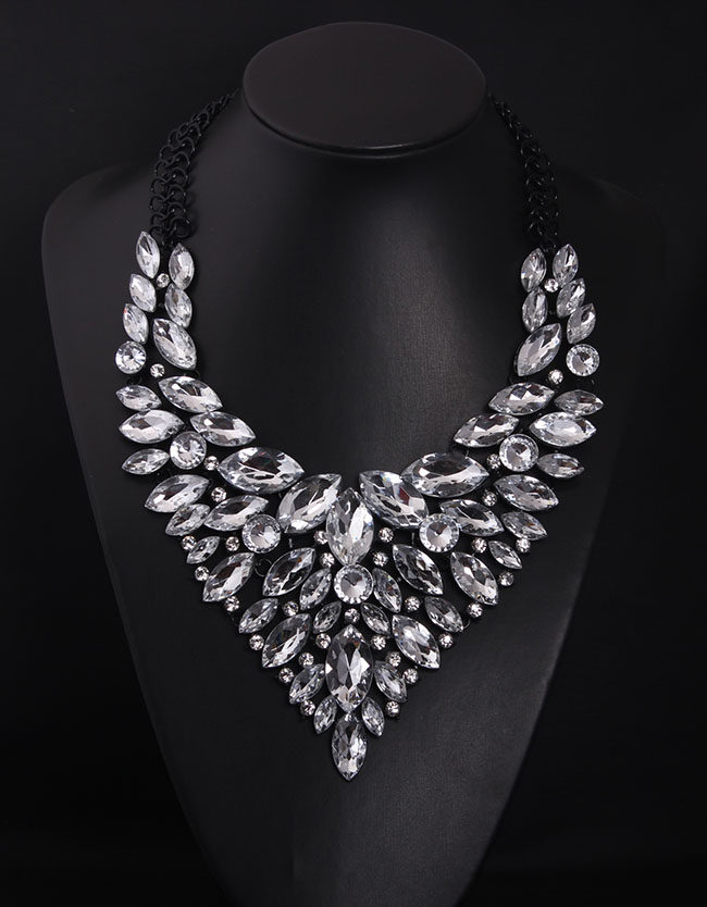 欧美大牌 奢华宝石闪夸张项链锁骨时尚女走秀款礼服气质配饰品"