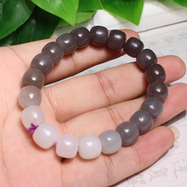 Dialect Hotan Jade Treasure Special Offer Qinghai Material Old Cooked Ice Bottom Smoke Grey Violet Old Bead Bracelet String X