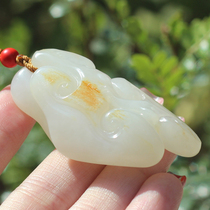 Dialect recommended Xinjiang Hetian Jade mutton White Jade gold skin single seed oil cream seed oil paste all good luck small pendant h1