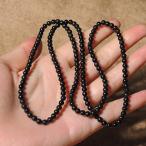 Dialect Hetian Jade boutique price 780 yuan collection grade Black as lacquer carbon 4mm rare famous ink Jade seed necklace O
