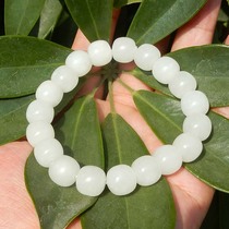Dialect and Tian Jade boutique Kunlun Jade Laokeng Qinghai material mutton White simple old bead Joker bracelet bracelet N