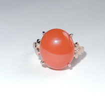 Dialect Hetian Jade only 80 yuan to 925 silver inlaid boutique South red agate egg noodles womens ring burst back A