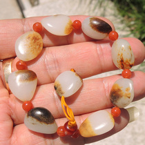 Dialect & Tian Jade Boutique Handstring Xinjiang Zhengzong Yulong River Precious Goat Fat Jade Seed Stock Raw Stone Bracelet F