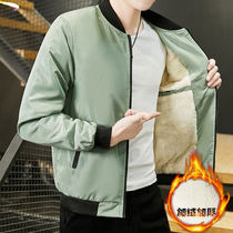 Worck mens shirt Korean version of the trend jacket slim spring and autumn winter coat mens new plus velvet thickened Leisure
