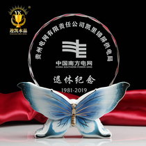 Ceramic Trophy Butterfly Trophy Crystal Trophy Custom Creative Competition Trophy Crystal Custom Retirement Souvenir