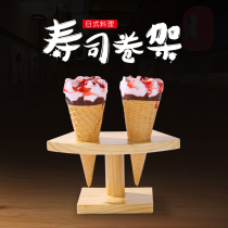 Japanese wooden hand roll rack integrated plastic sushi roll rack Japanese and Korean cuisine hand roll rack sushi container ice cream rack