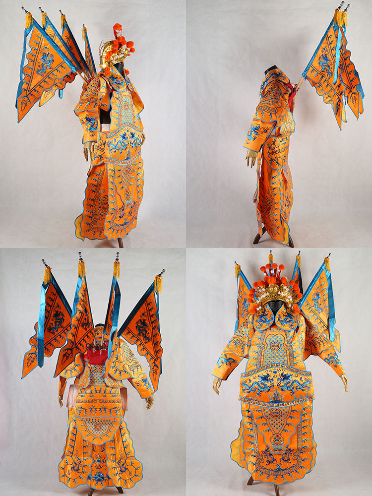 戏曲男靠 京剧豫剧戏剧武生武将将巾戏服服装小生男大靠靠旗