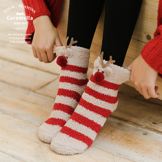 CARAMELLA socks floor socks female autumn and winter coral fleece sleep in a long-barreled home confinement towel socks ins tide CARAMELLA socks floor socks female autumn and winter coral fleece sleep in a long-barreled home confinement towel socks ins tide