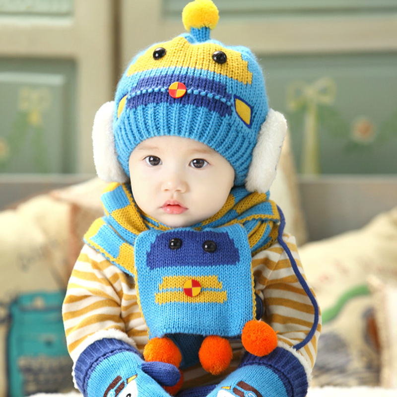 宝宝毛线帽子围巾两件套装韩版儿童针织帽子婴儿帽子秋冬季2件套产品展示图1