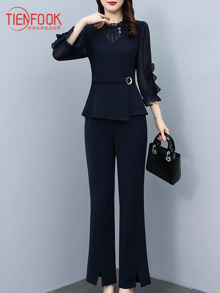 Lady's Summer 2023 New Tops and Pants Two-Piece Set Mother's Fashion Reducing Age and Slimming Large Size Women's Clothes Suit