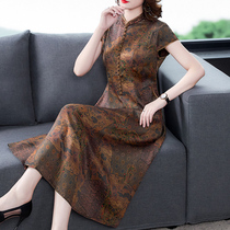 Mother Hangzhou heavy-pound fragrant cloud yarn real silk mulberry silk acetate qipao with dress and summer high-end temperament a great brand of dress